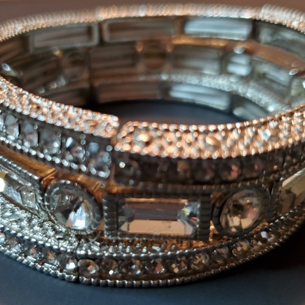 Silver Rhinestone 3 Ring Bracelet - Picture 2 of 4